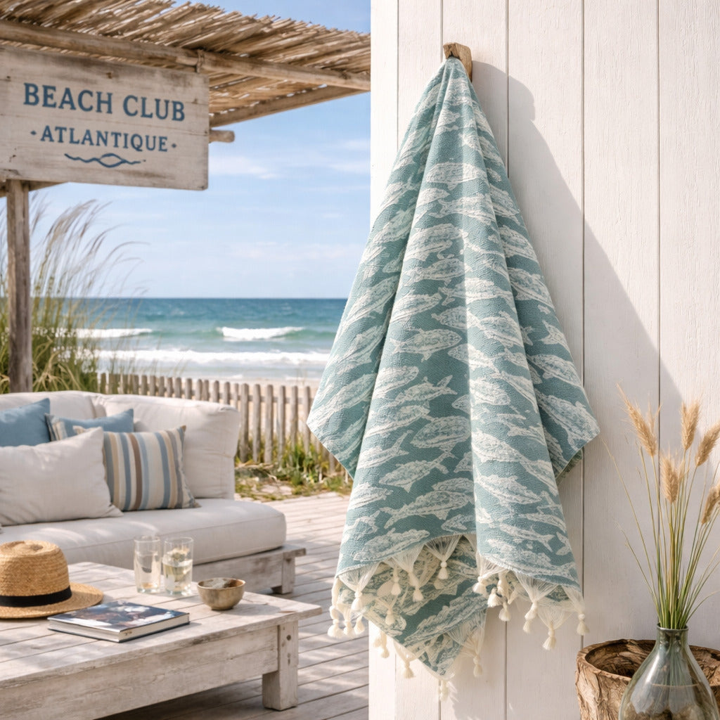 Poisson - Fouta Jacquard - Vert Sauge