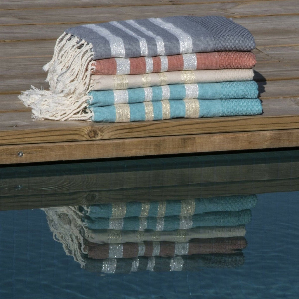 Hamptons - Fouta Honeycomb - Terracota/Plata