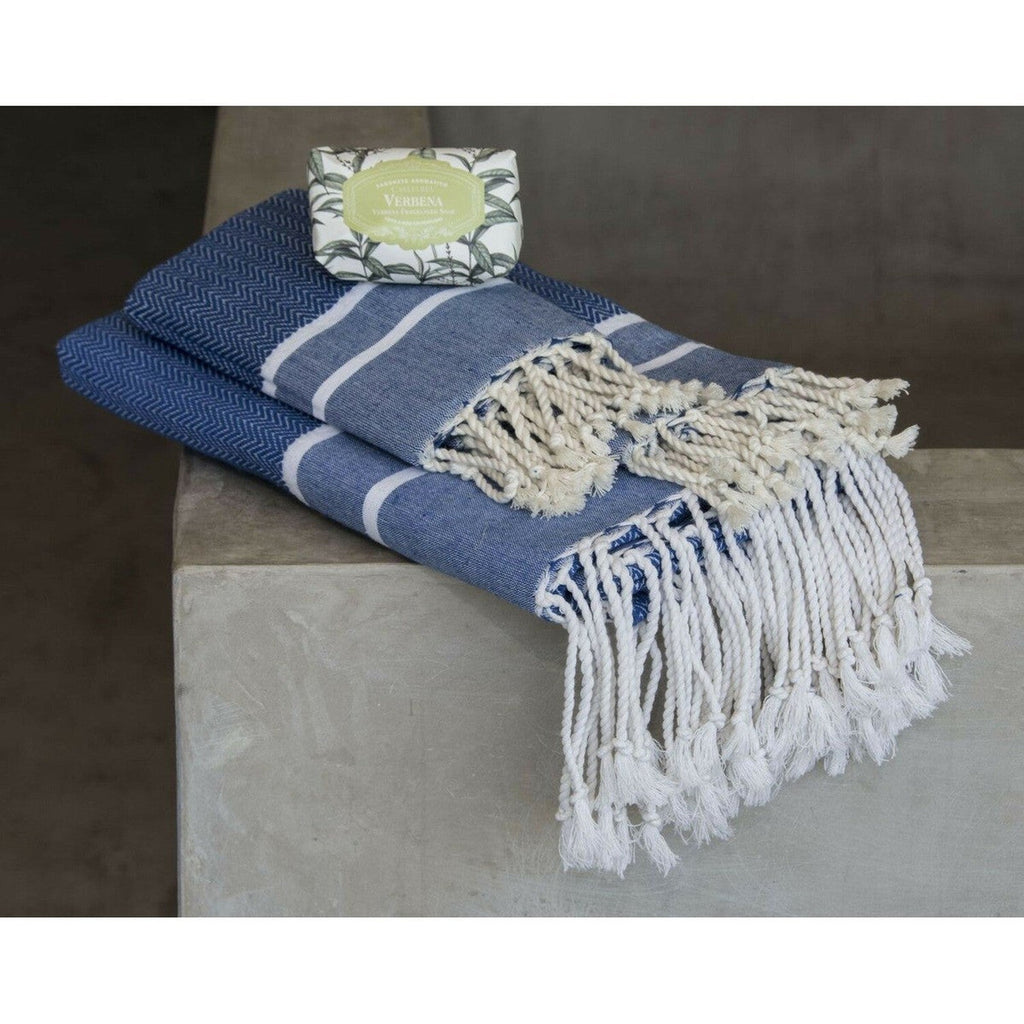 Stockholm - Bath Foutas (1 Large and 2 Small) - Greek Blue/White