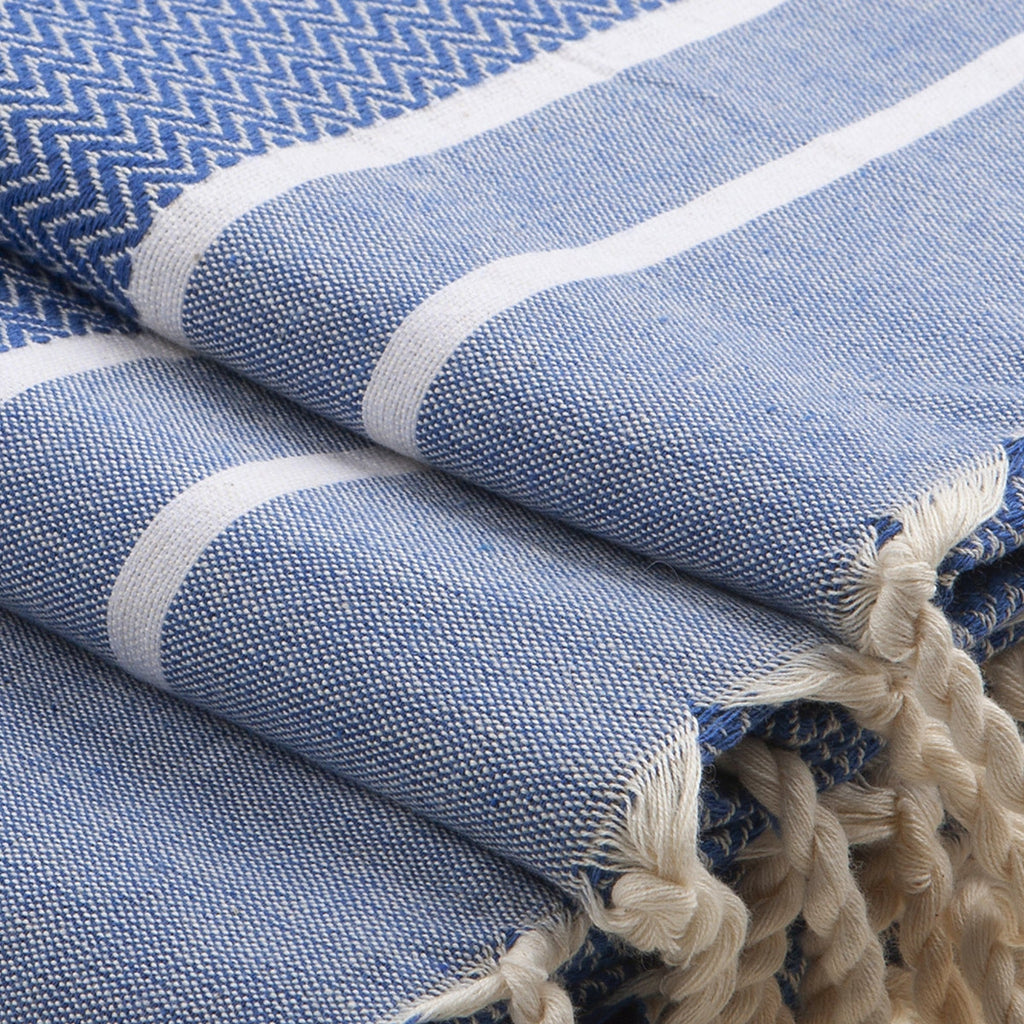 Stockholm - Bath Foutas (1 Large and 2 Small) - Greek Blue/White