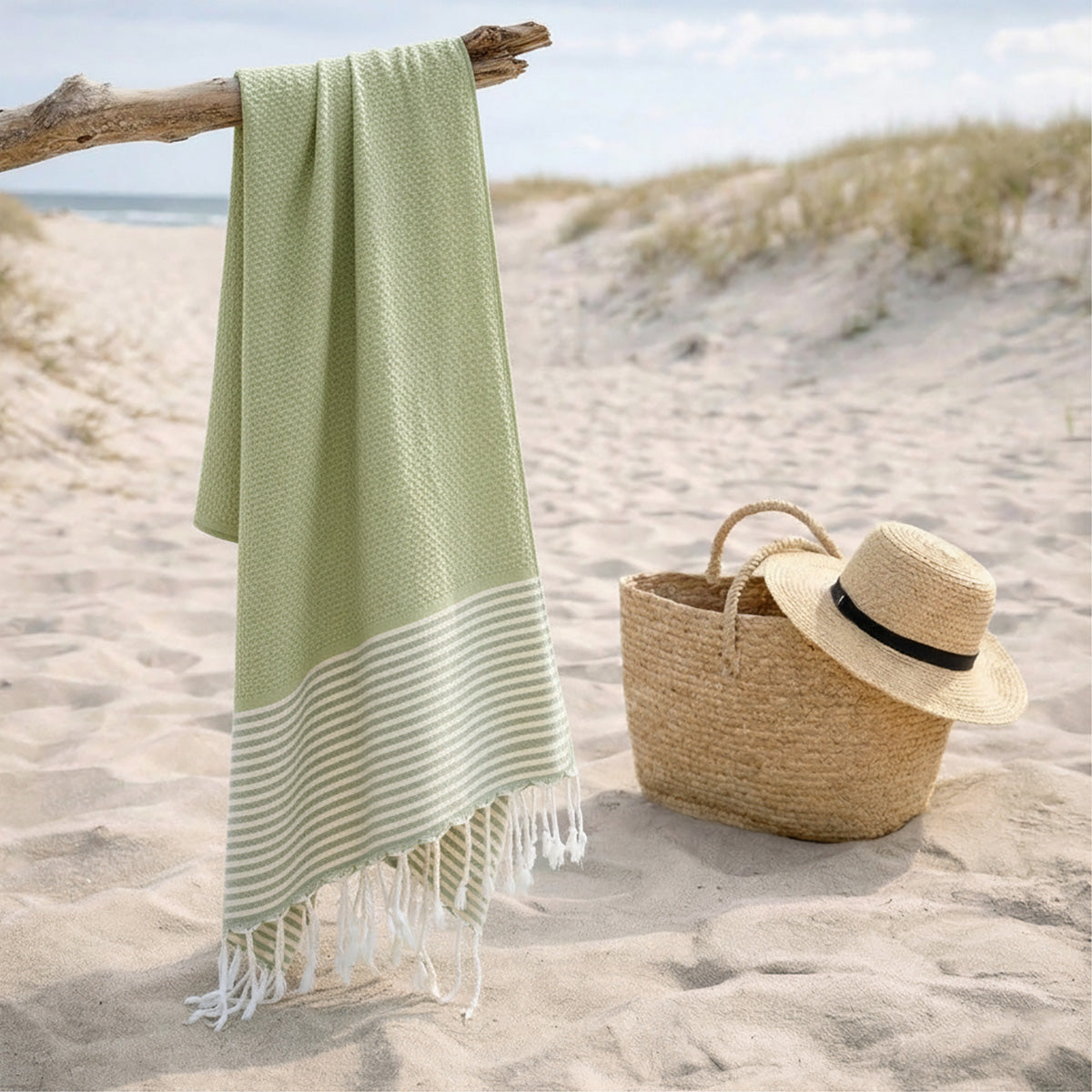 Ibiza - Fouta Nid D'Abeille - Vert Amande