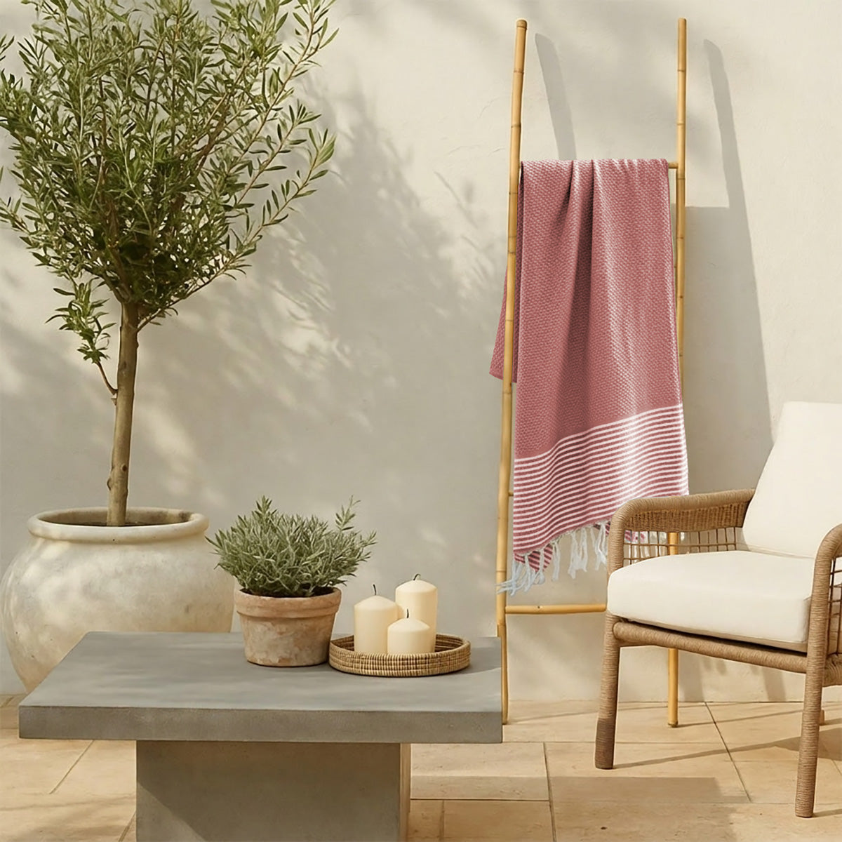Ibiza - Fouta Nid D'Abeille - Rose Argile