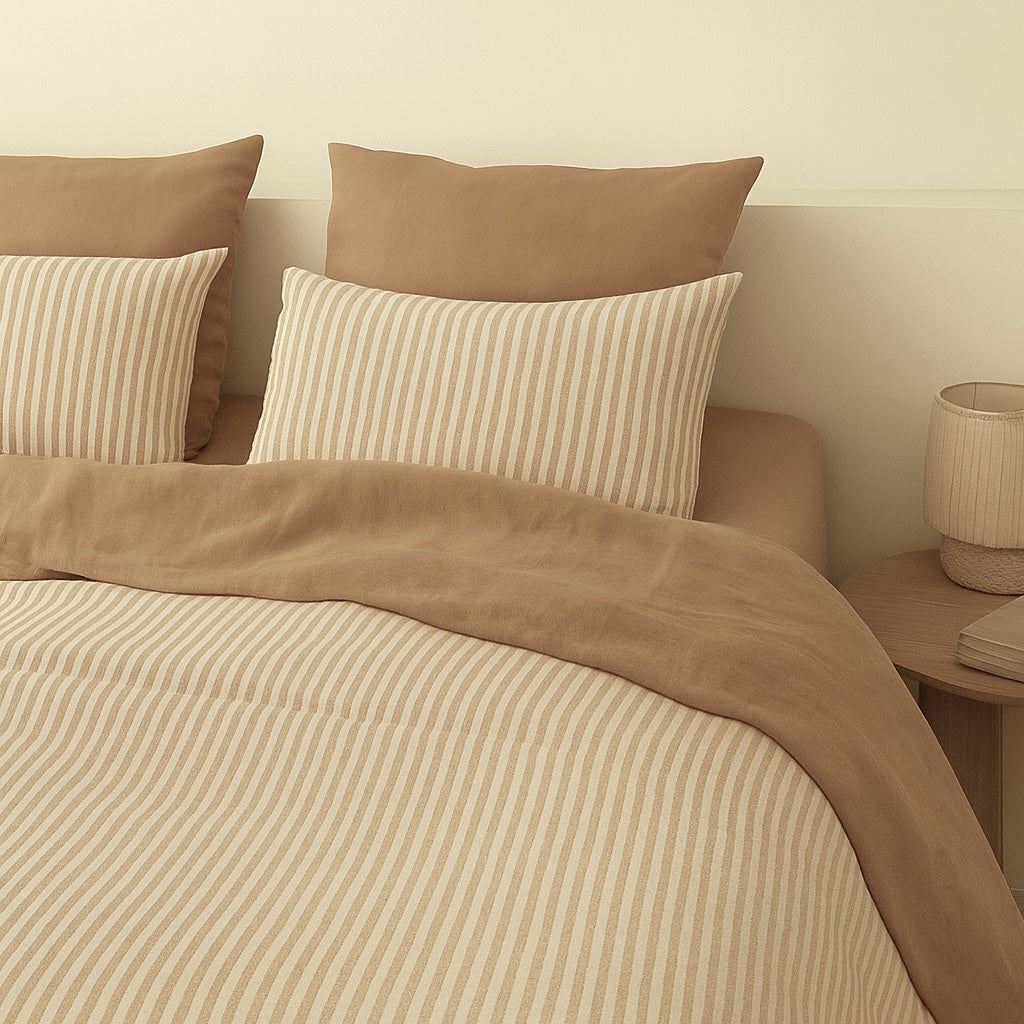 Lunar - Pillowcases (X2) - Washed Cotton - Hazelnut