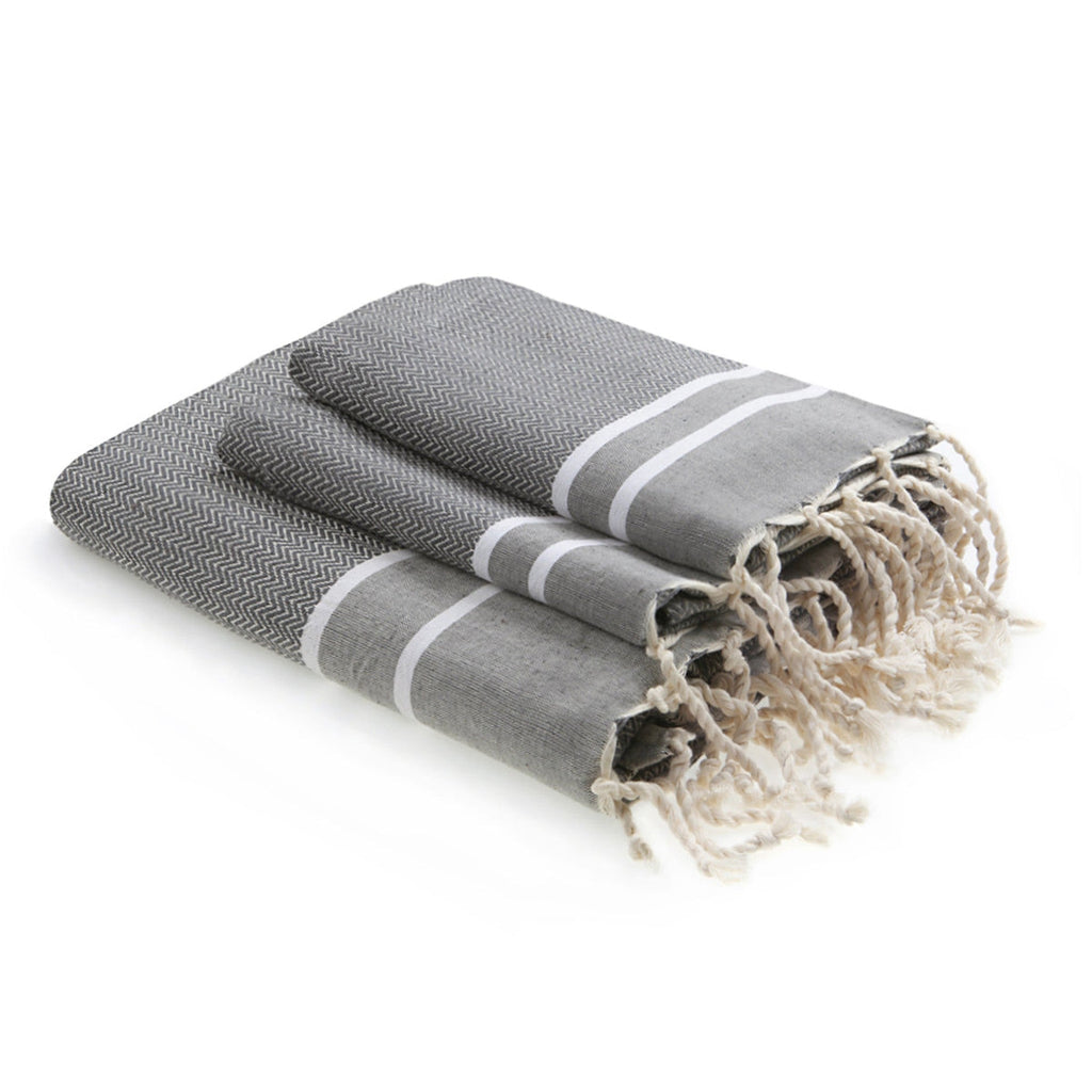 Stockholm - Foutas de Baño (1 Grande y 2 Pequeñas) - Gris Medio/Blanco