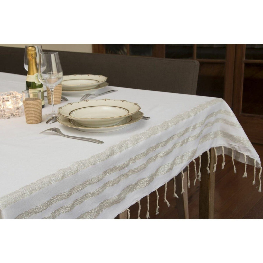 Hamptons - Tablecloth - White/Silver