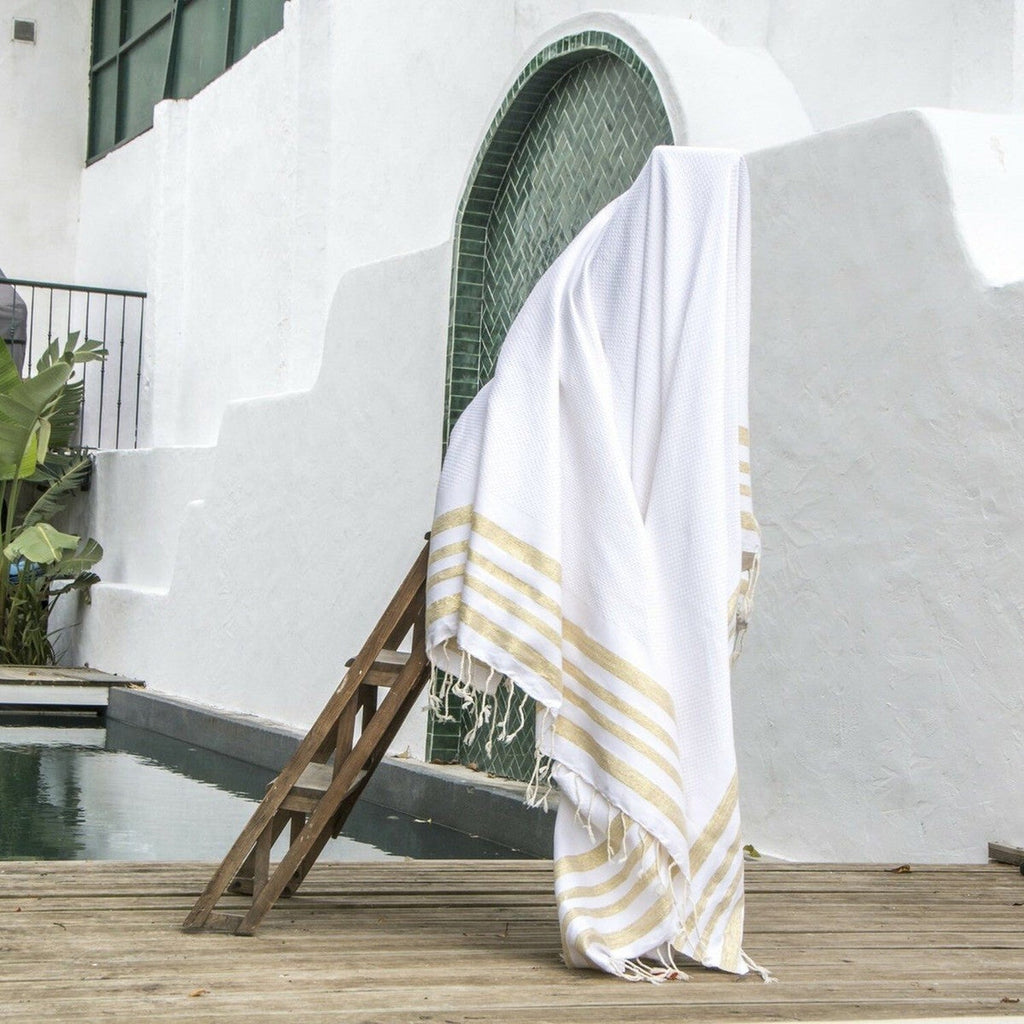 Hamptons - Fouta Xxl - Blanco/Oro