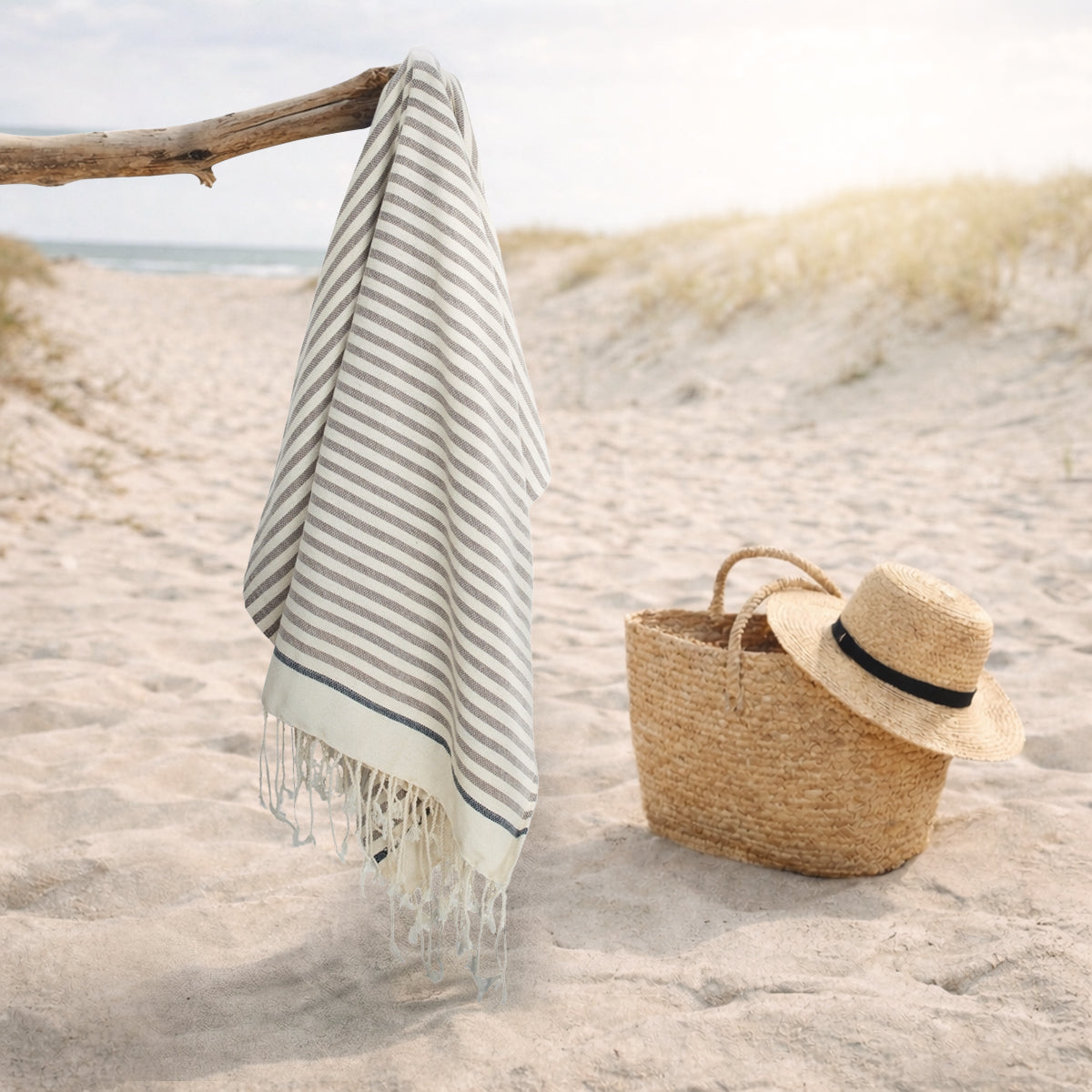Biarritz - Fouta - Taupe/Denim