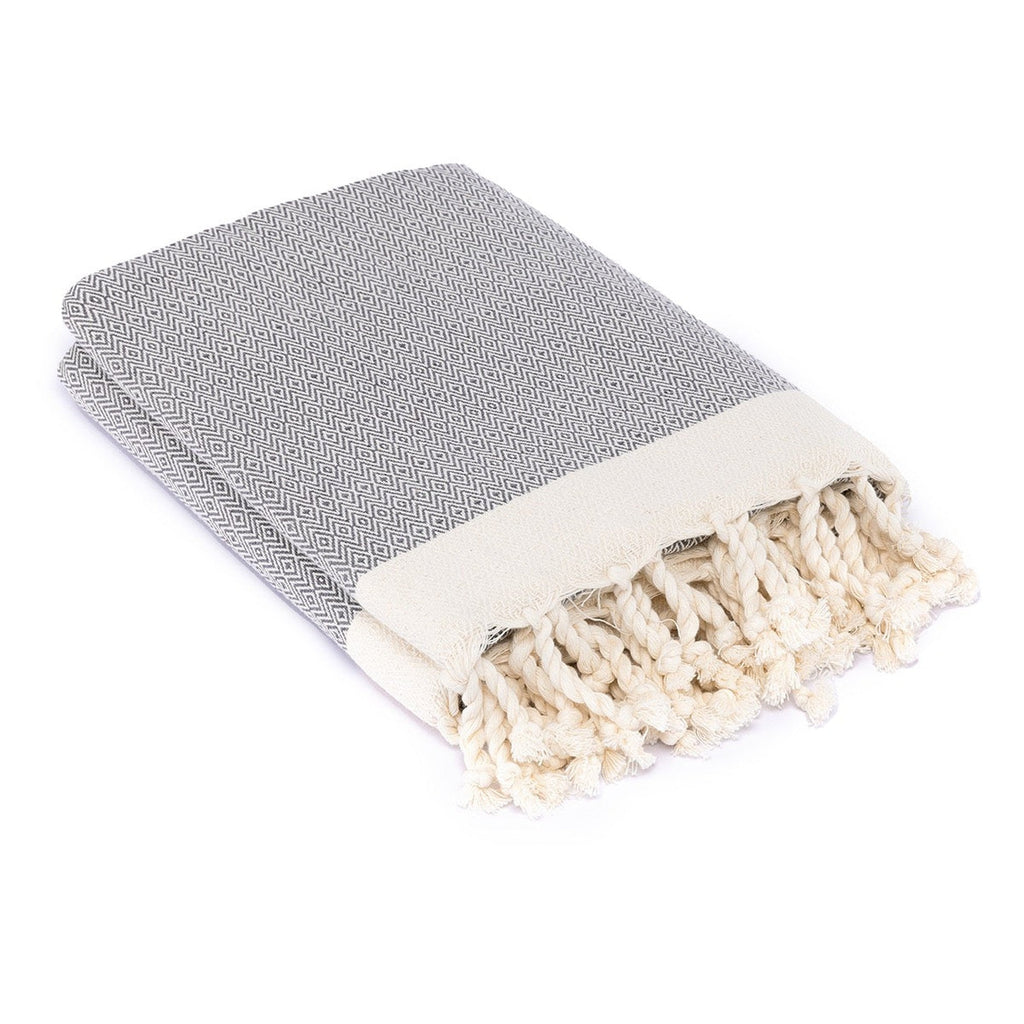 Courchevel - Throw - Cotton - Medium Grey/Ecru