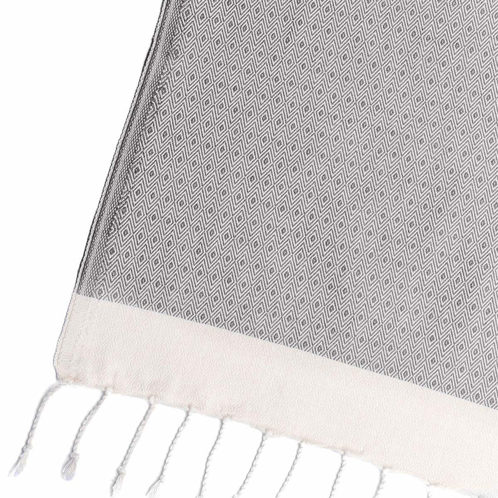 Courchevel - Throw - Cotton - Medium Grey/Ecru