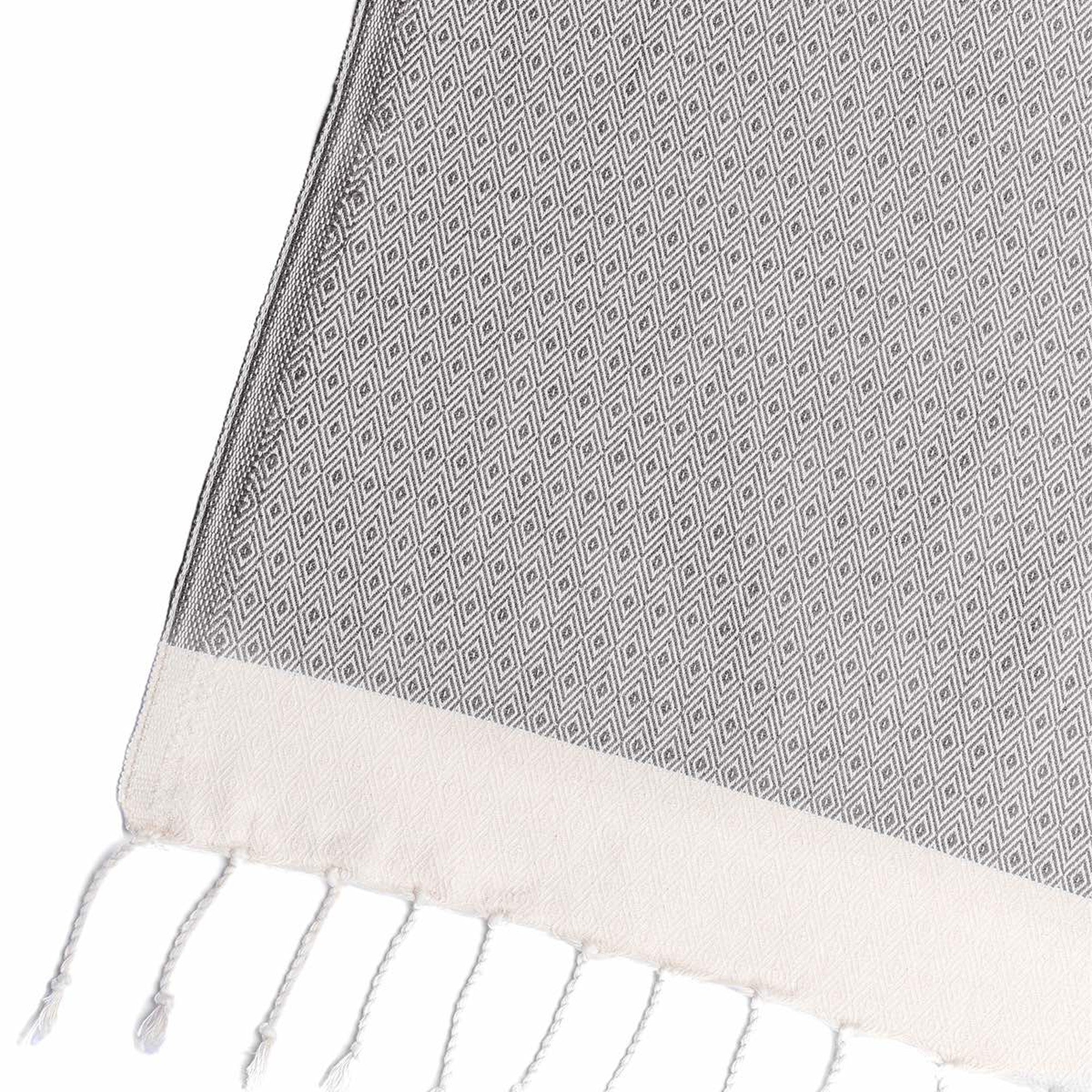 Courchevel - Throw - Cotton - Medium Grey/Ecru