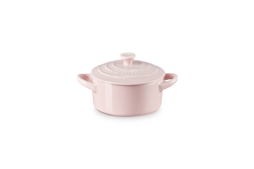 Mini-Cocotte Ronde Céramique - 10Cm - Chiffon Pink - Bouton Coloré