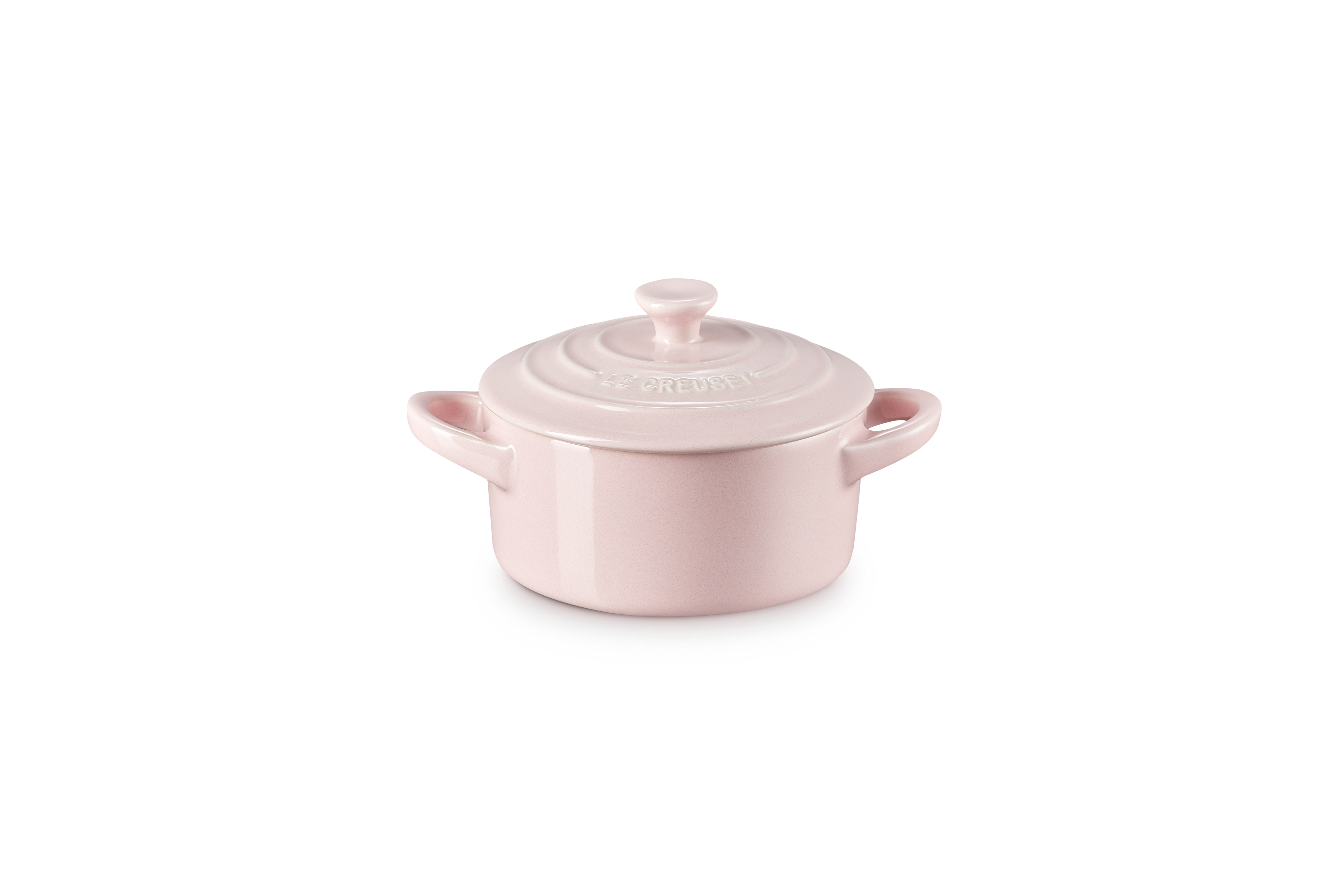 Mini-Cocotte Ronde Céramique - 10Cm - Chiffon Pink - Bouton Coloré