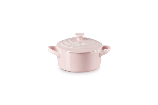 Mini-Cocotte Redonda de Cerámica - 10cm - Chiffon Pink - Botón de Colores