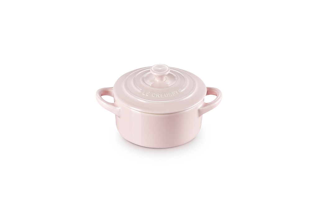Mini-Cocotte Ronde Céramique - 10Cm - Chiffon Pink - Bouton Coloré