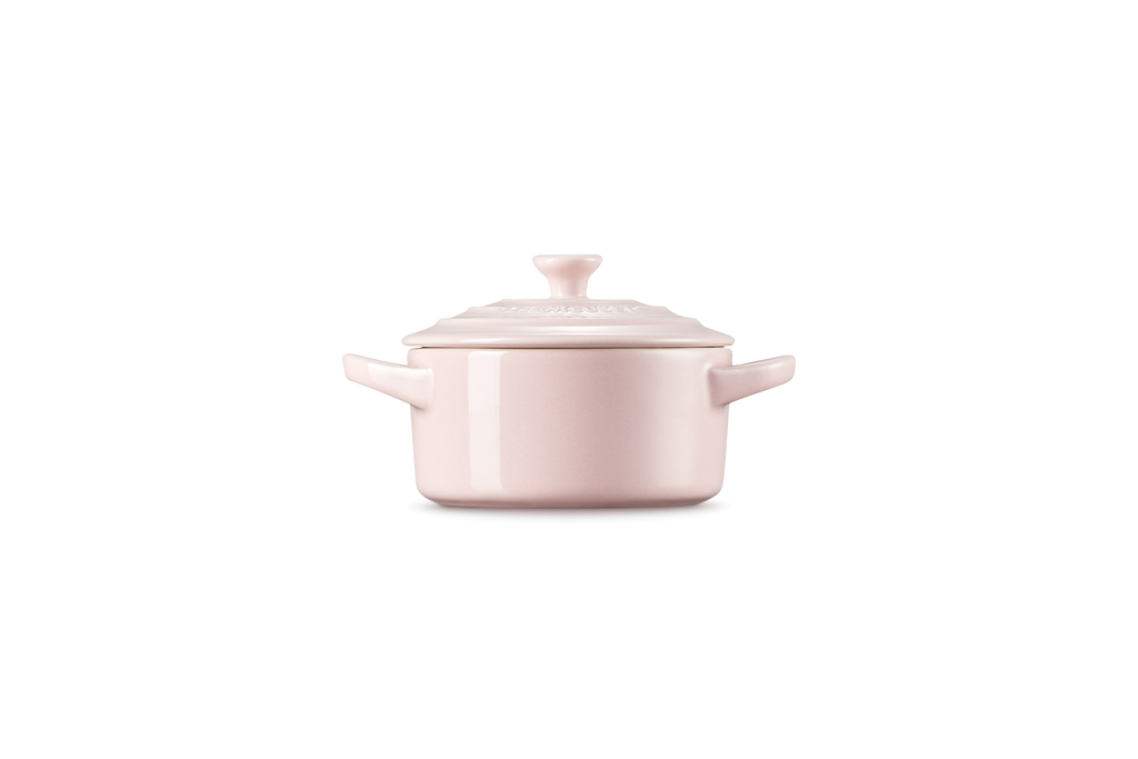 Mini-Cocotte Ronde Céramique - 10Cm - Chiffon Pink - Bouton Coloré