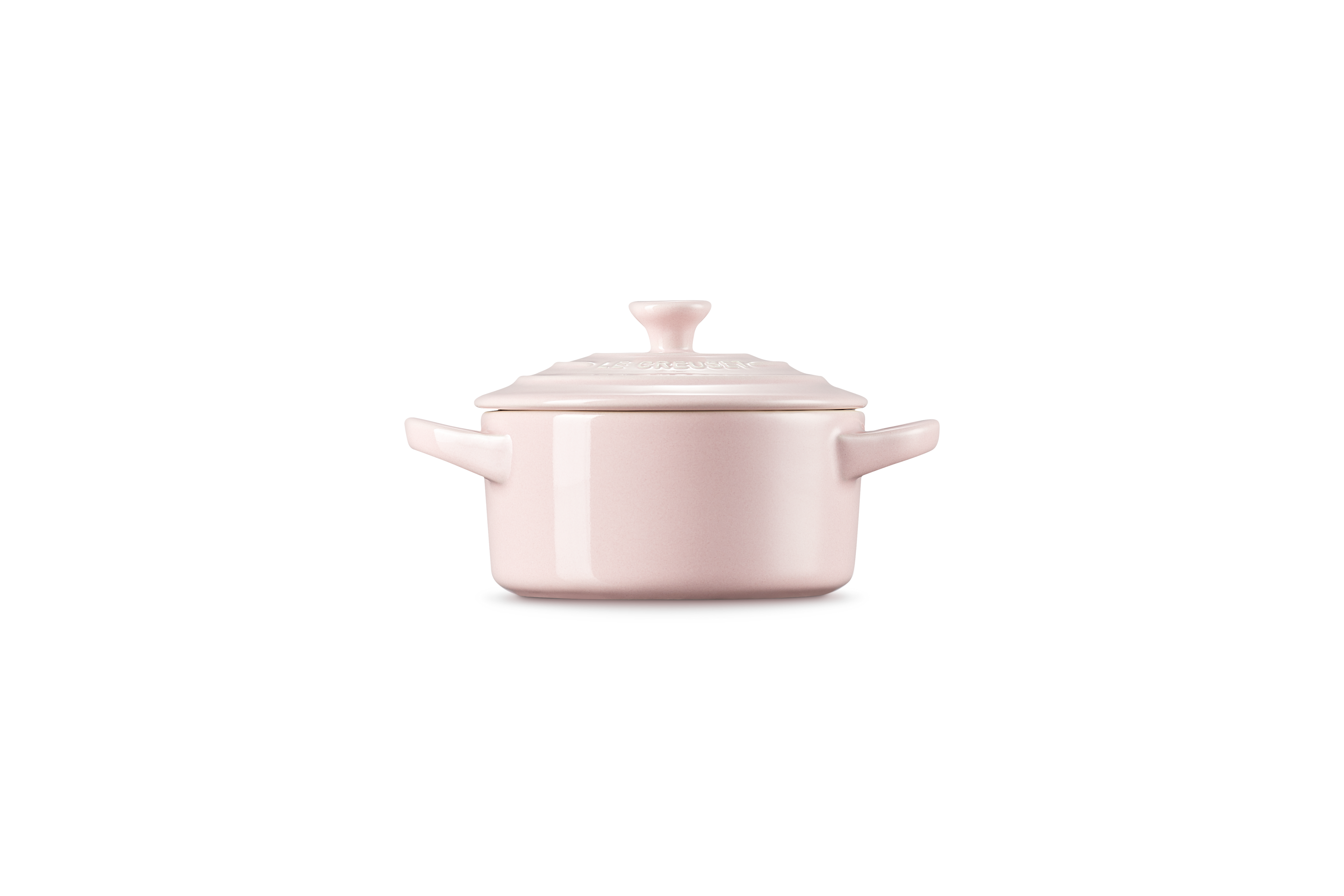 Mini-Cocotte Ronde Céramique - 10Cm - Chiffon Pink - Bouton Coloré