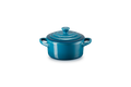 Mini-Cocotte Redonda de Cerámica - 250ml/10Cm - Deep Teal - Botón de Color