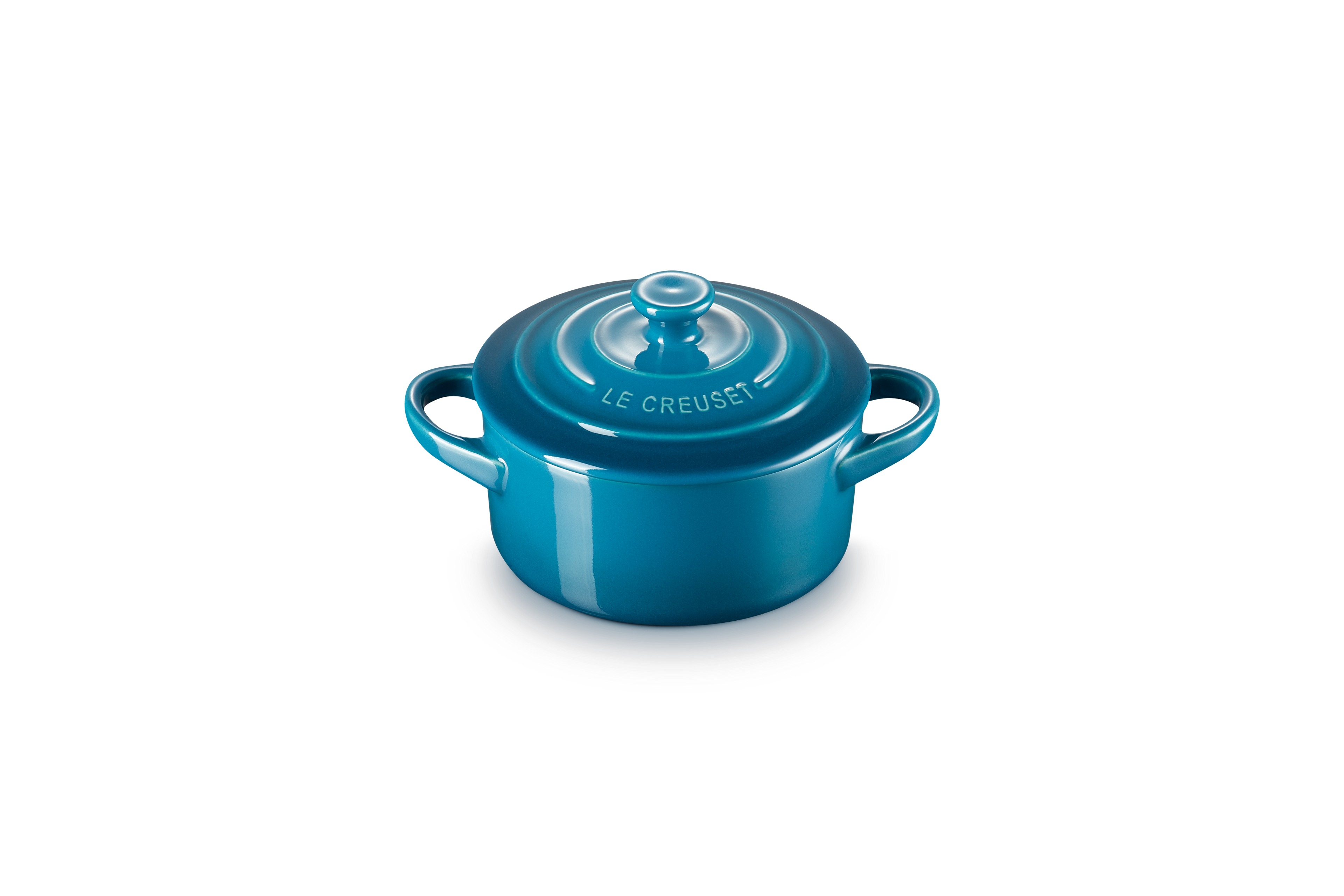 Mini-Cocotte Redonda de Cerámica - 250ml/10Cm - Deep Teal - Botón de Color