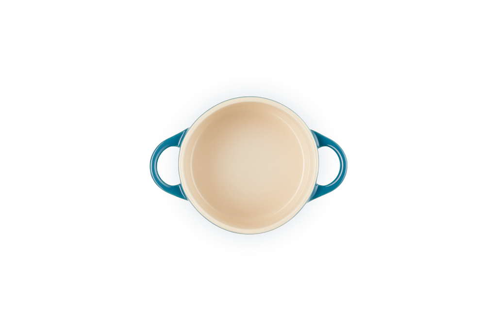 Mini-Cocotte Redonda de Cerámica - 250ml/10Cm - Deep Teal - Botón de Color