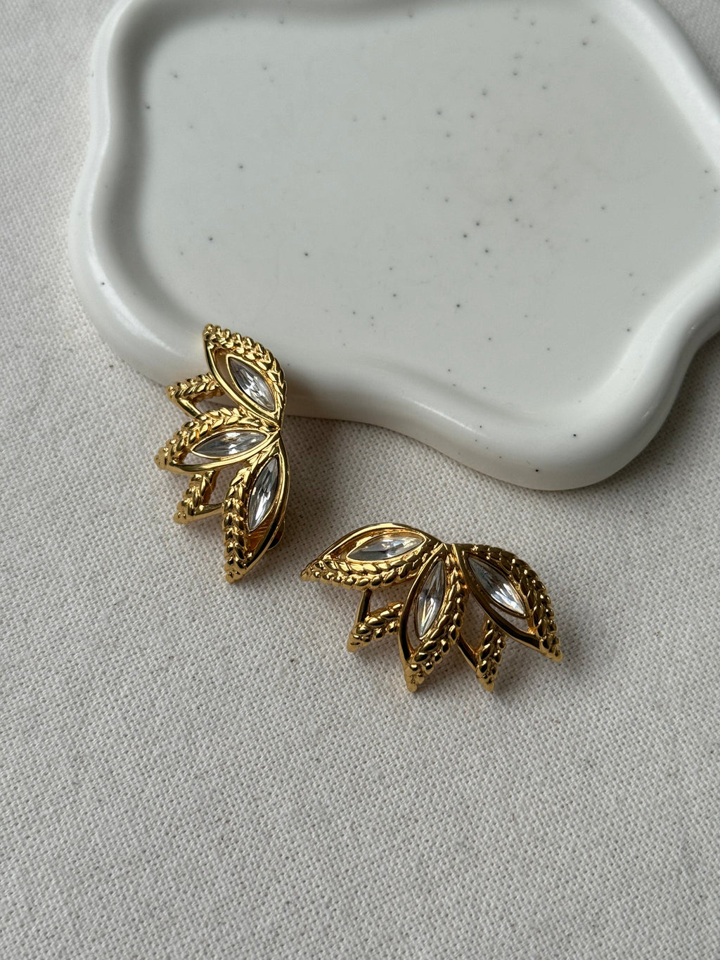 Pendientes Monet Vintage - Hojas Doradas Y Strass De Cristal