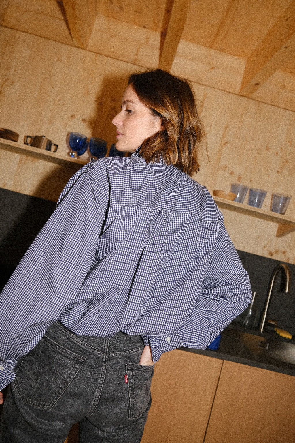 Blusa Garance Vichy Marino