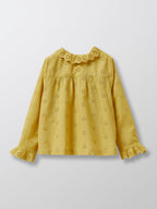 Chemise Ml Broderie - Vert Moyen Uni - Fille