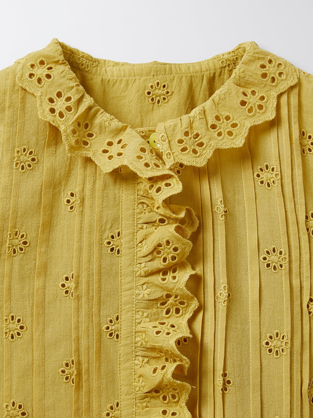 Chemise Ml Broderie - Vert Moyen Uni - Fille