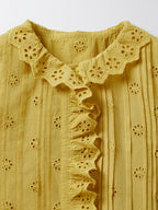 Chemise Ml Broderie - Vert Moyen Uni - Fille
