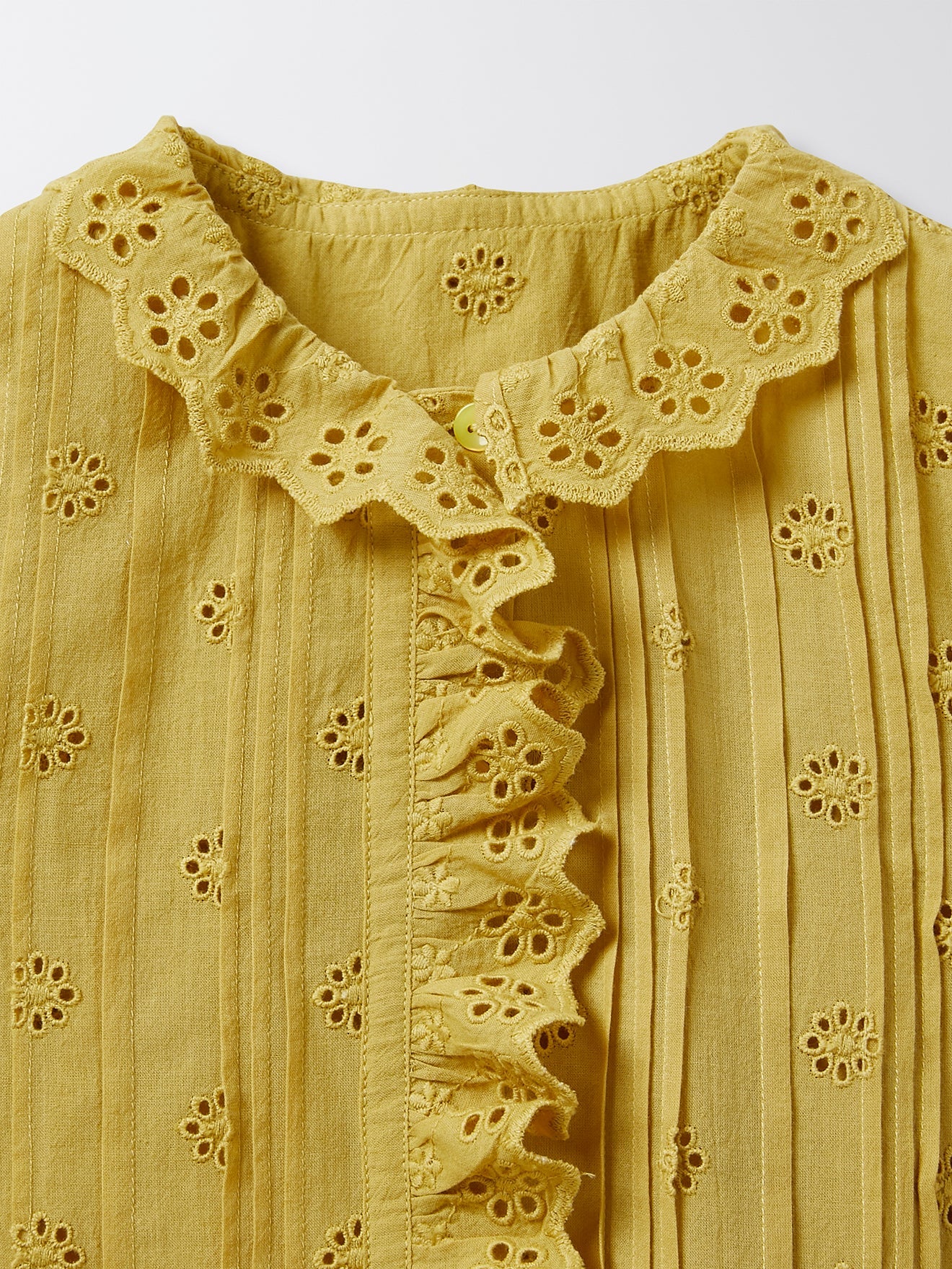 Chemise Ml Broderie - Vert Moyen Uni - Fille