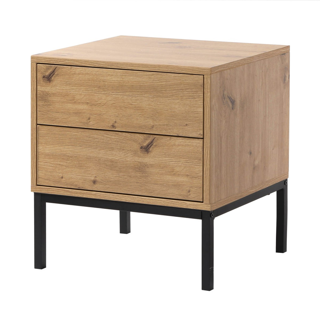 Lenny - 2 Drawer Bedside Table - Oak