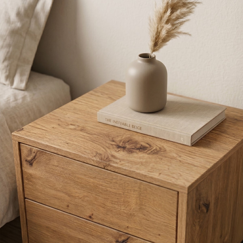 Lenny - 2 Drawer Bedside Table - Oak