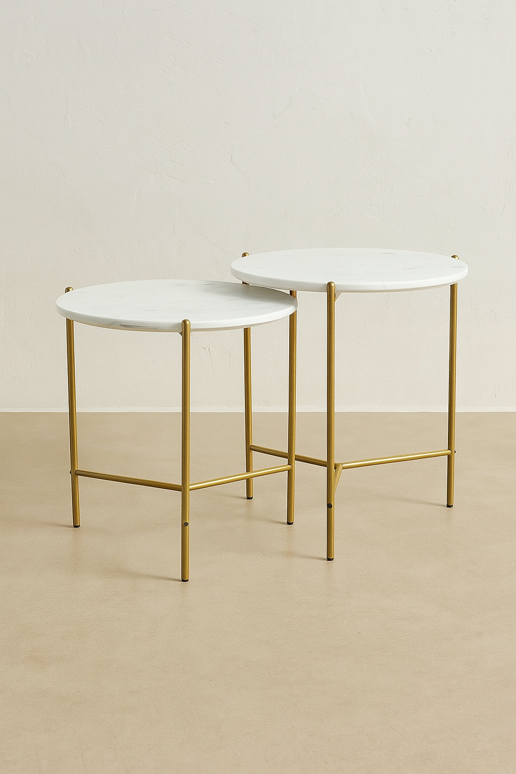 Shiap - Set De 2 Tables Gigogne - Effet Marbre/Métal