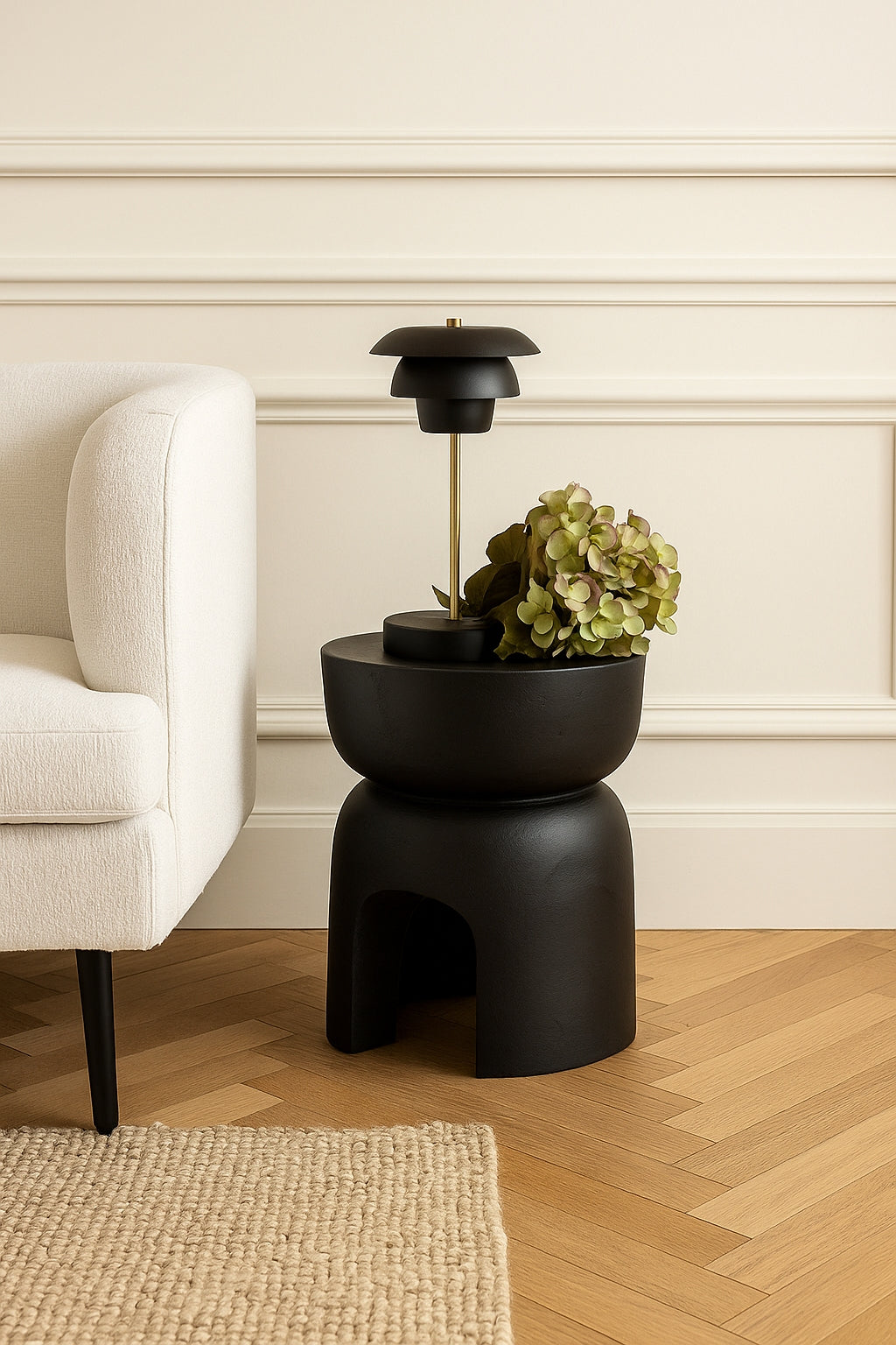 Mueble auxiliar de árbol - Madera de Paulownia - Negro