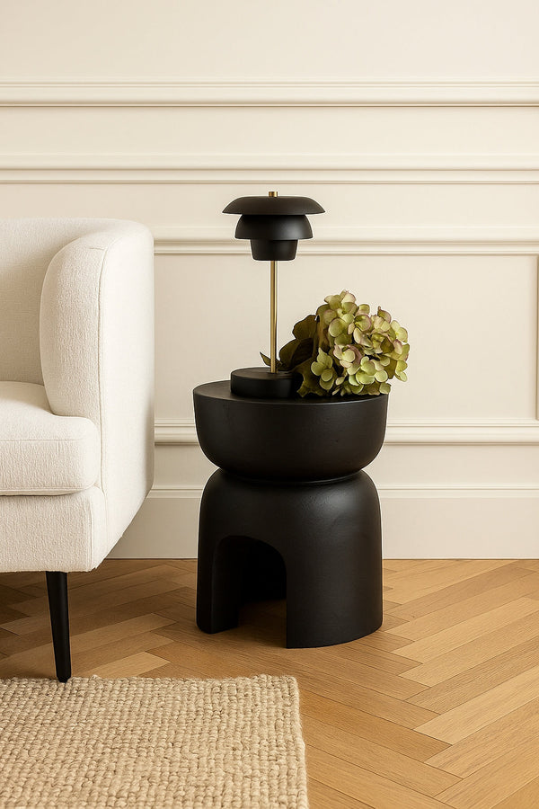 Mueble auxiliar de árbol - Madera de Paulownia - Negro