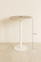 Bari Side Cabinet In White Metal With Travertine Top - Beige