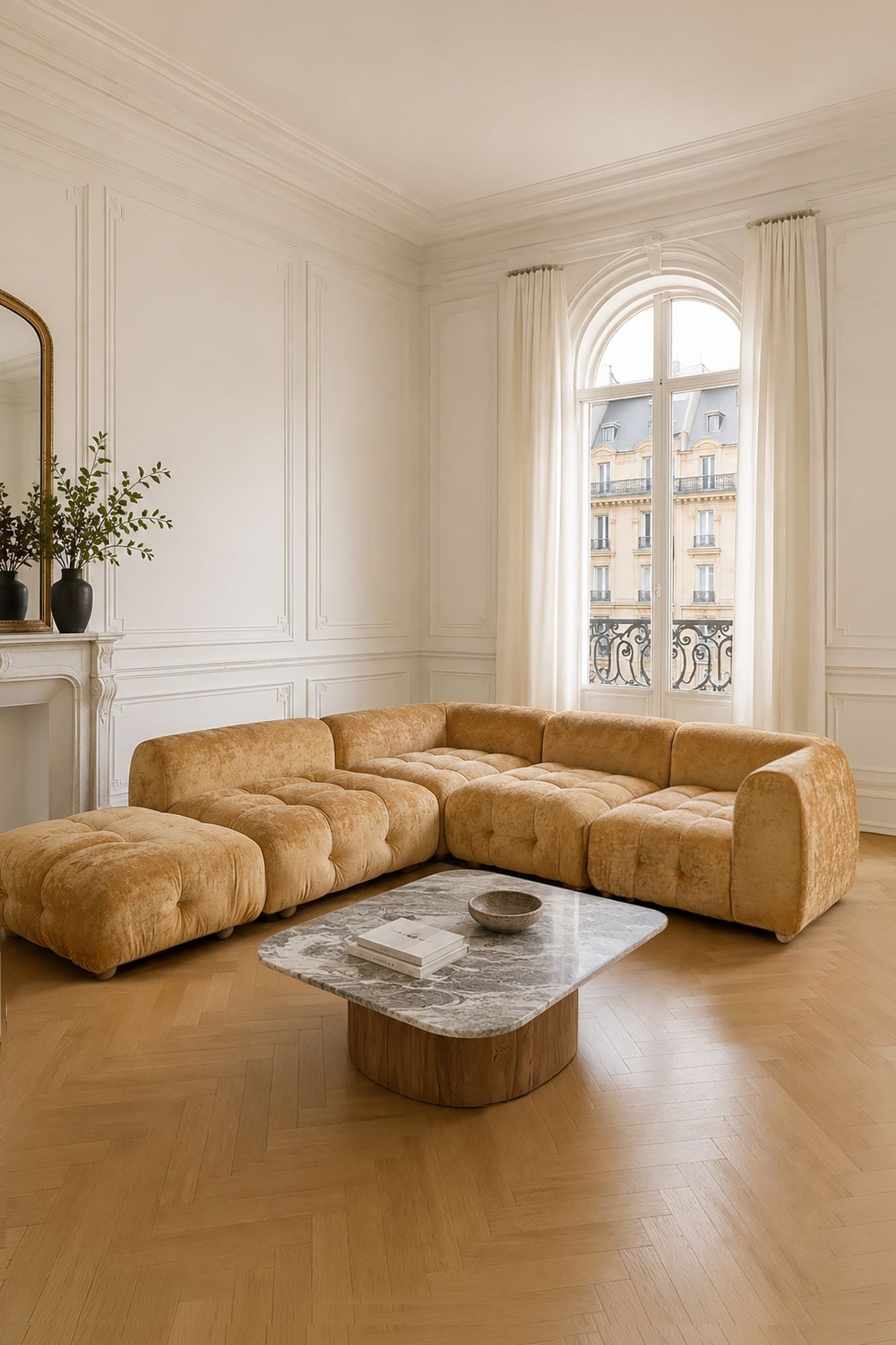 Sofá Modular Grande - Twiggy Panné Velvet - Terracota