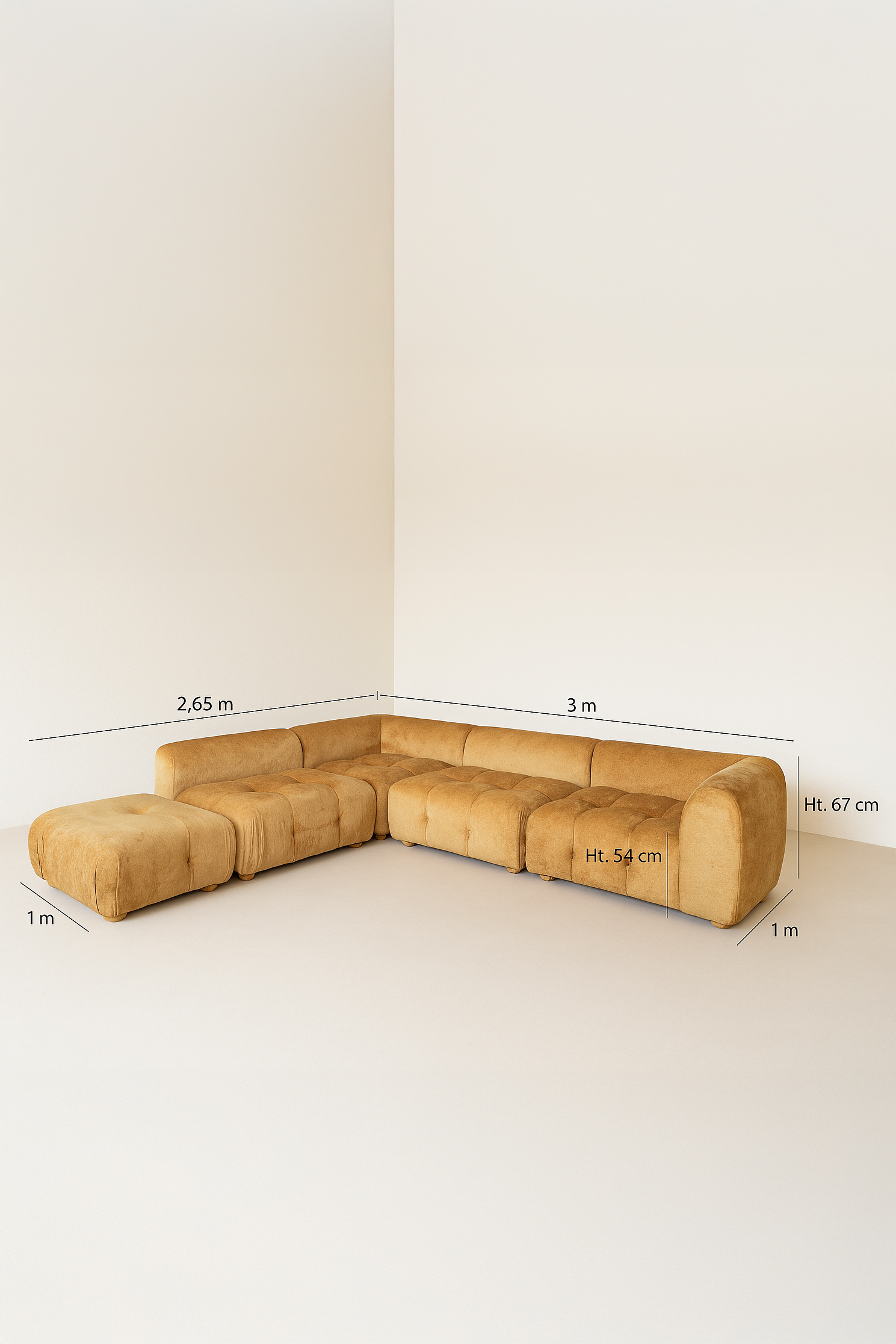 Sofá Modular Grande - Twiggy Panné Velvet - Terracota