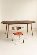 Metal - Conjunto Mesa Rectángulo + 6 Sillas - Pana/Metal/Madera - Terrac