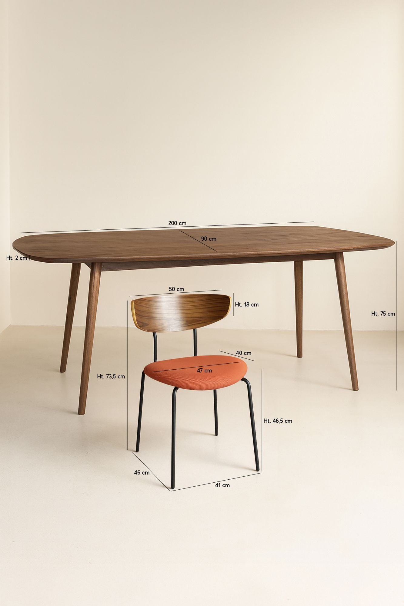 Metal - Conjunto Mesa Rectángulo + 6 Sillas - Pana/Metal/Madera - Terrac