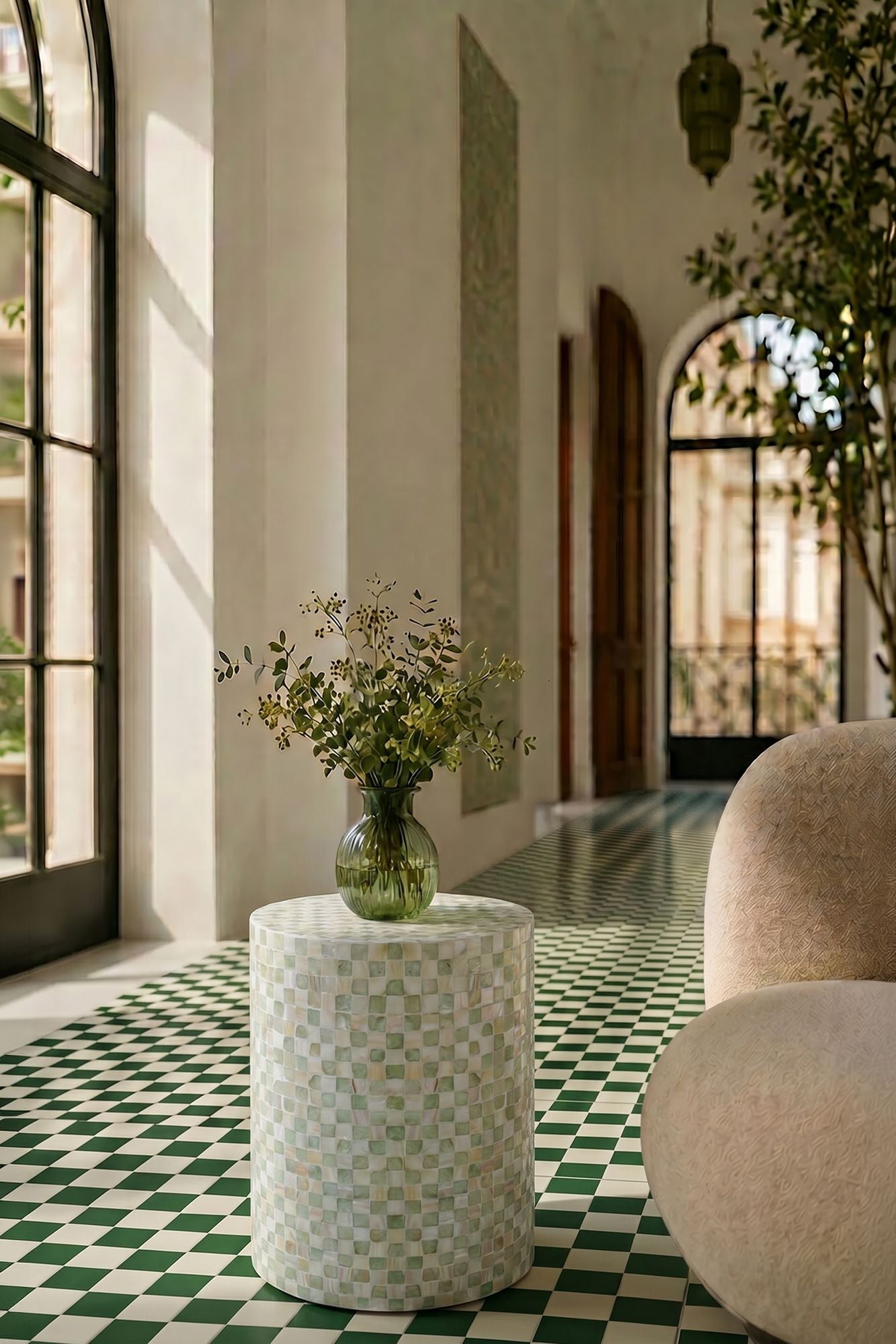 Zina Side Table - Green Capiz Shell