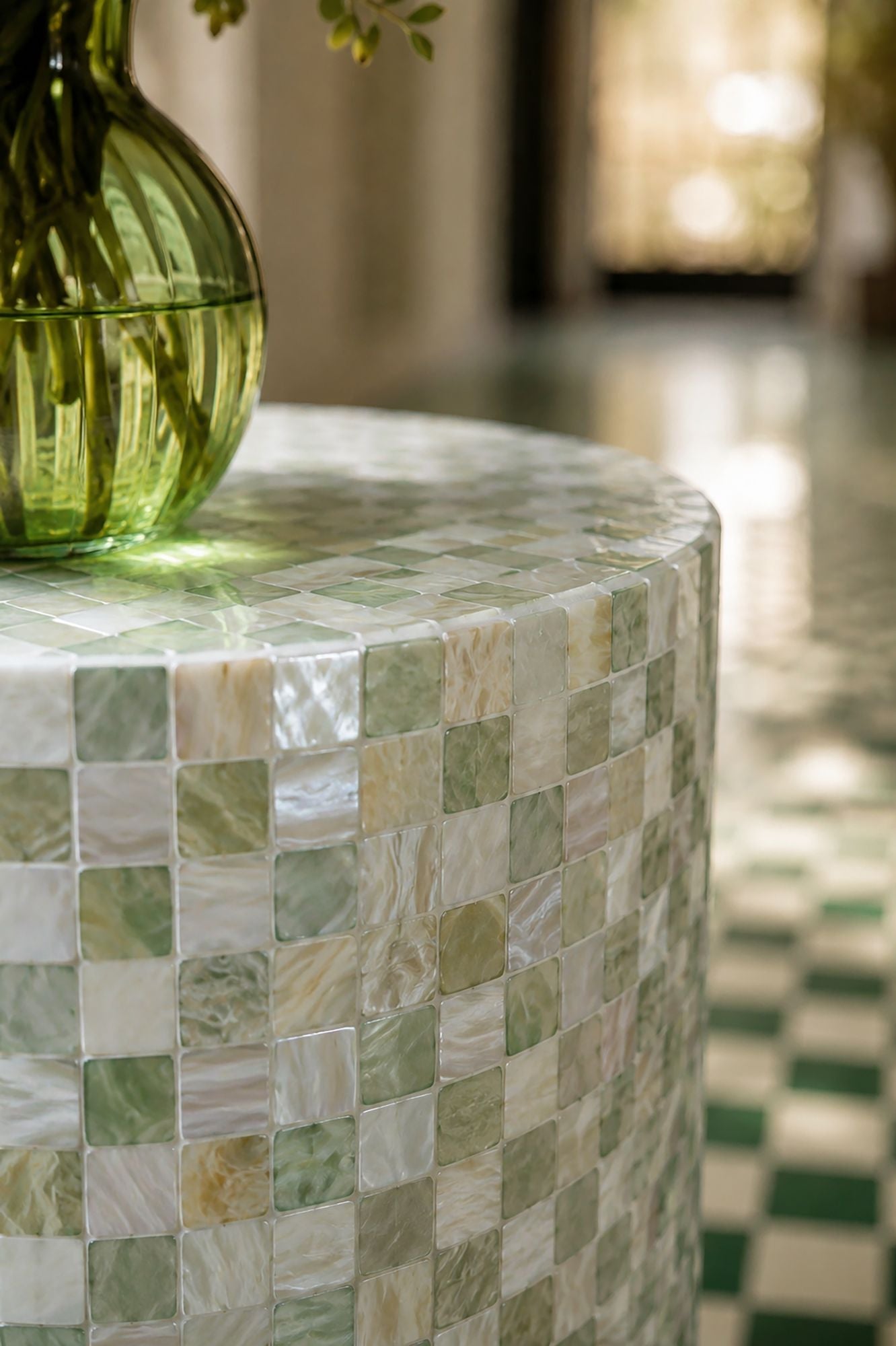 Zina Side Table - Green Capiz Shell