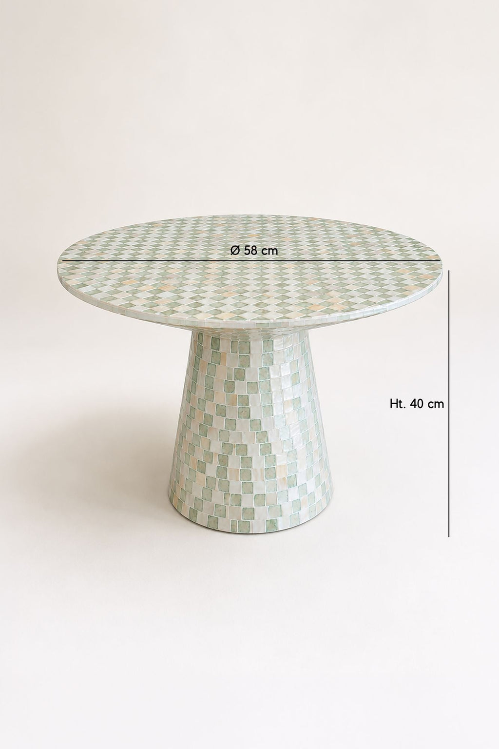 Zina - Table Basse Ronde - Coquille De Capiz - Vert