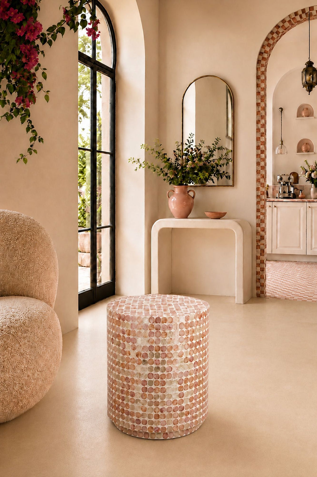 Solna - Meuble D'Appoint - Coquille De Capiz - Rose