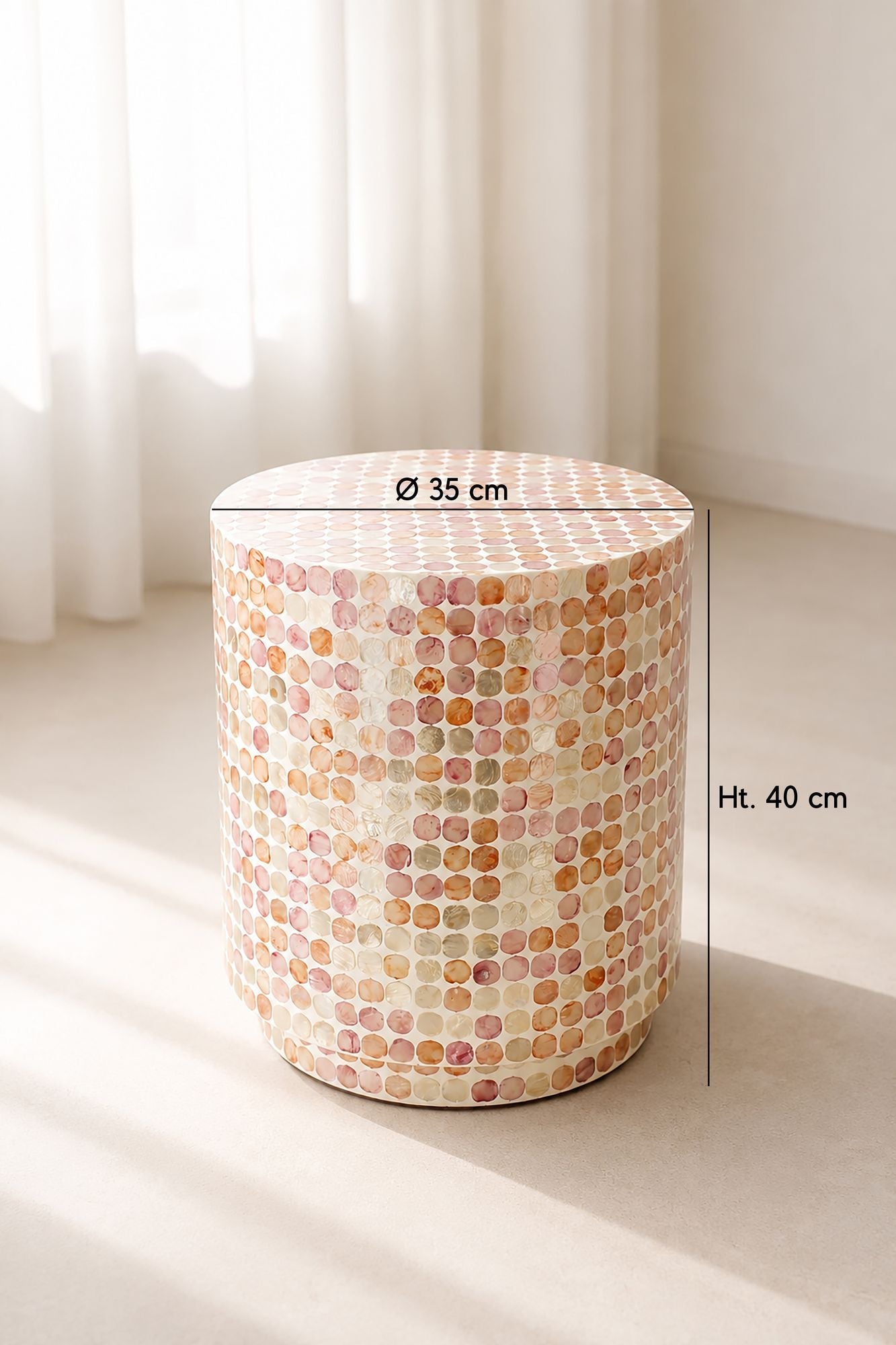 Solna - Meuble D'Appoint - Coquille De Capiz - Rose