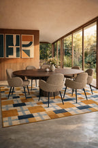 Sierra Extendable Table And 6 Ginette Chairs Set - Walnut Wood
