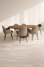 Sierra Extendable Table And 6 Ginette Chairs Set - Walnut Wood