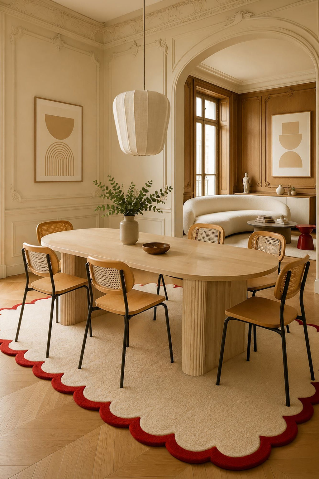 Quito & Nosara - Ensemble Table Ovale Et 6 Chaises - Placage Frêne Et Bois