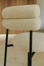Gina Set - Walnut Wood Table + 6 Beige Chairs