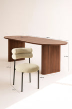 Gina Set - Walnut Wood Table + 6 Beige Chairs