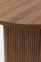 Gina Set - Walnut Wood Table + 6 Beige Chairs